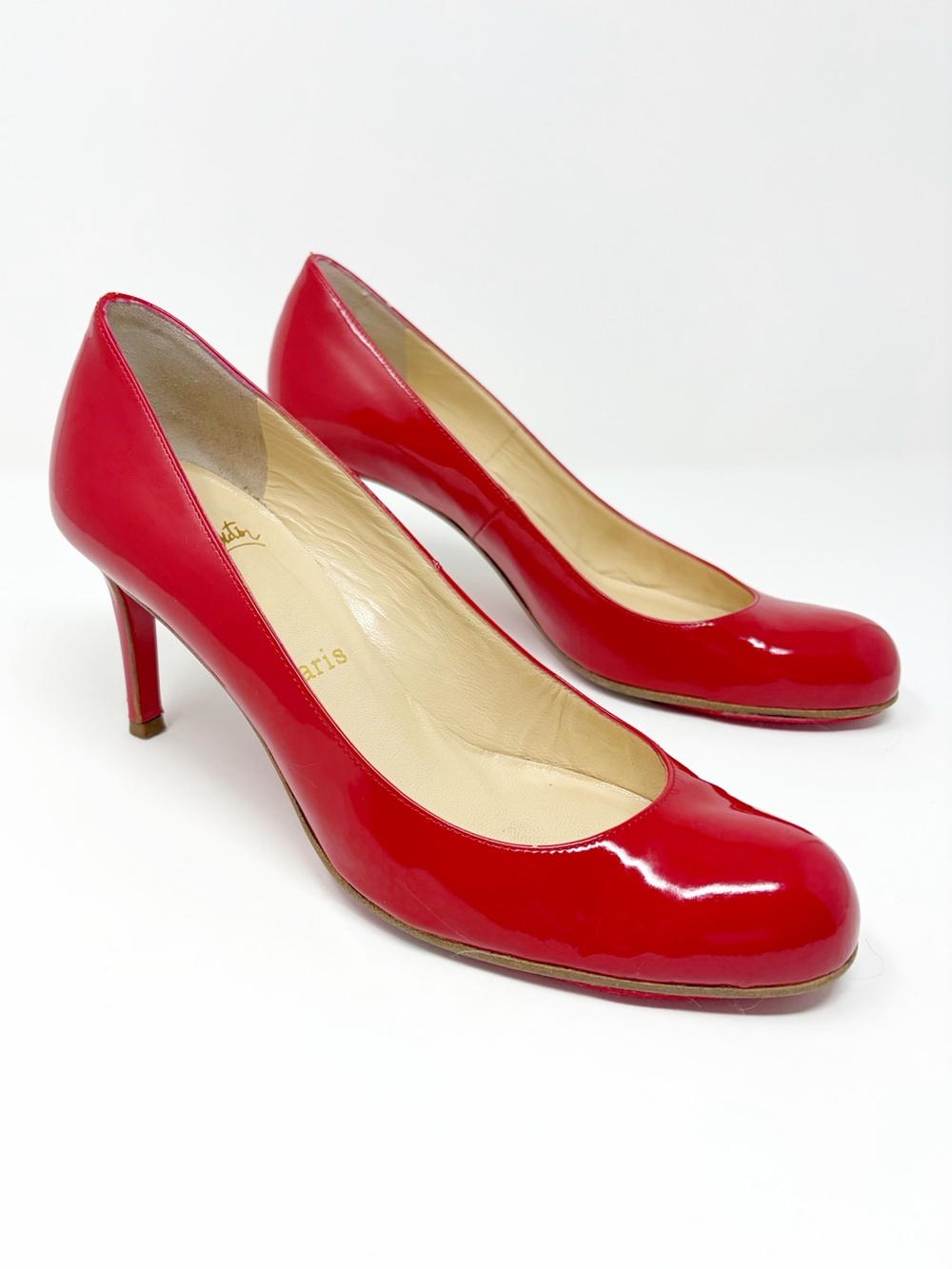 Christian Louboutin Red Patent Leather Women's Pumps 37.5 - Picture 6 of 11